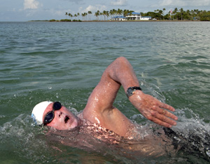 Herlth hopes to lead efforts to organize a competitive swim next August from Islamorada to Alligator light. Images courtesy of Andy Newman/Florida Keys News Bureau
